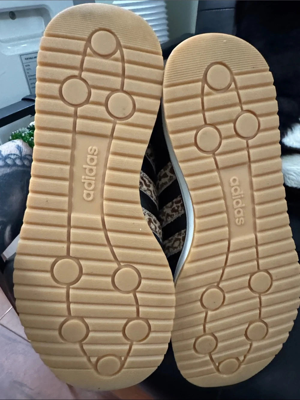 Adidas Women’s Black Sneakers with Leopard Stripes - Cloudfoam Comfort - Picture 2 of 3